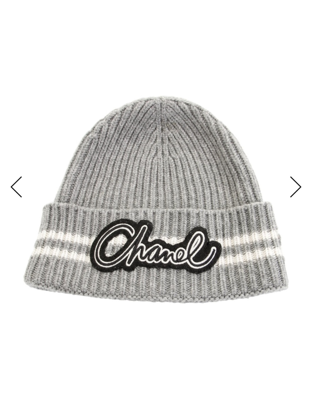 🖤 Double C Designer Script Spell Out Beanie Cap Snow Winter Hat